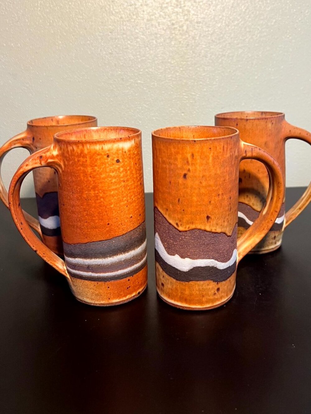VTG Brewery Pottery Mineral Point WI Studio Art Pottery Mugs Set of 4 Signed Cup